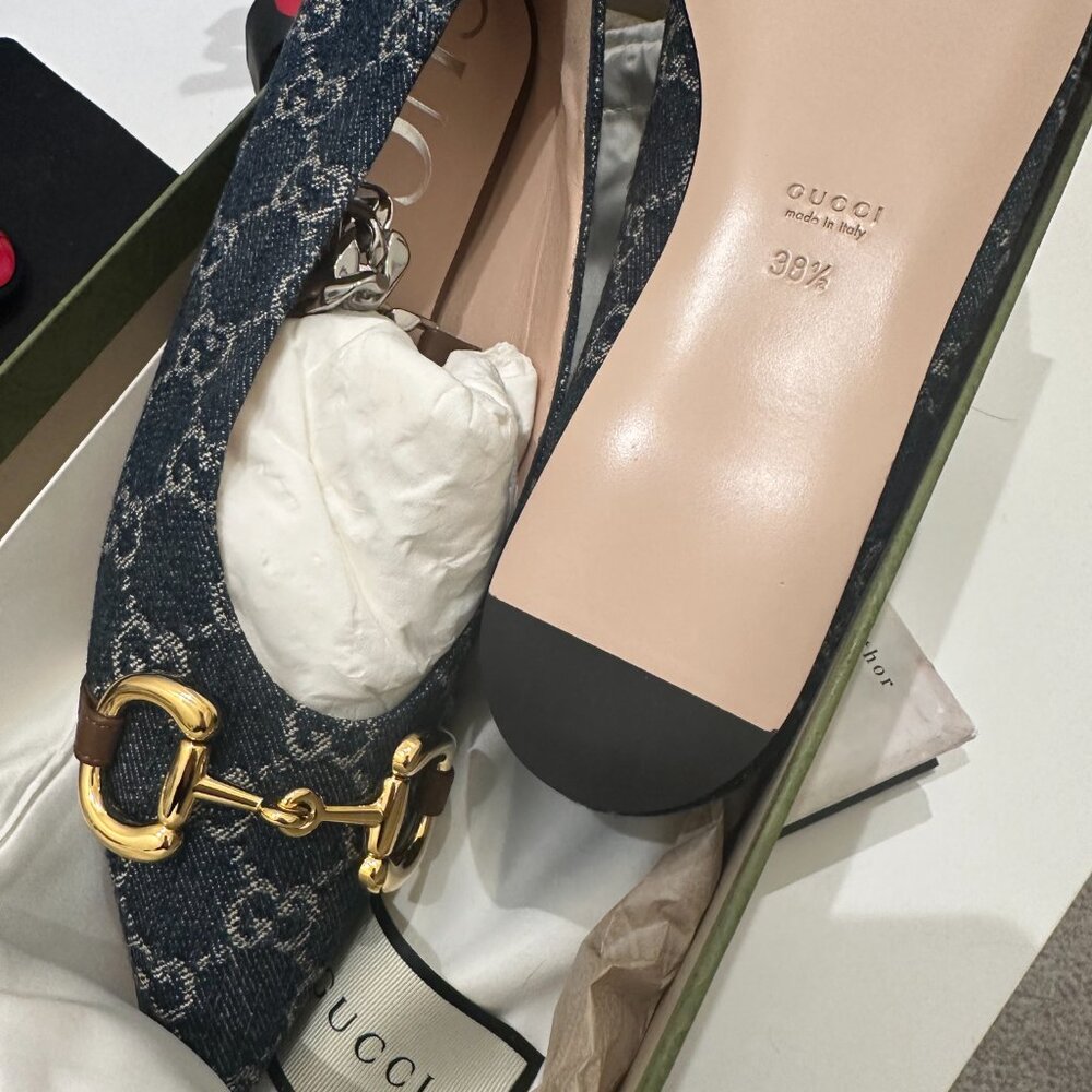 New Denim Monogramed Gucci Flats - Picture 9 of 16